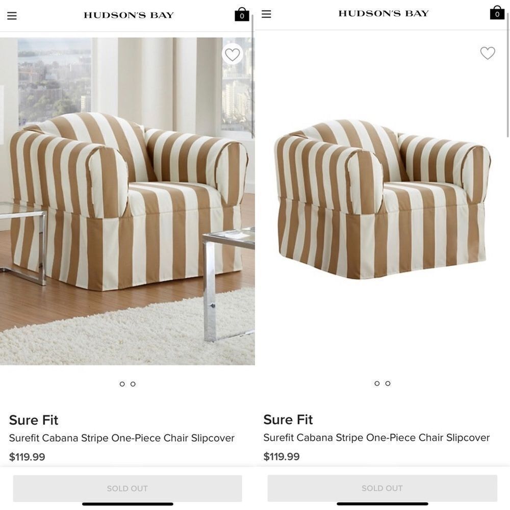 Sure Fit Cabana Stripe One-Piece Chair Slipcover - Cream and Brown
